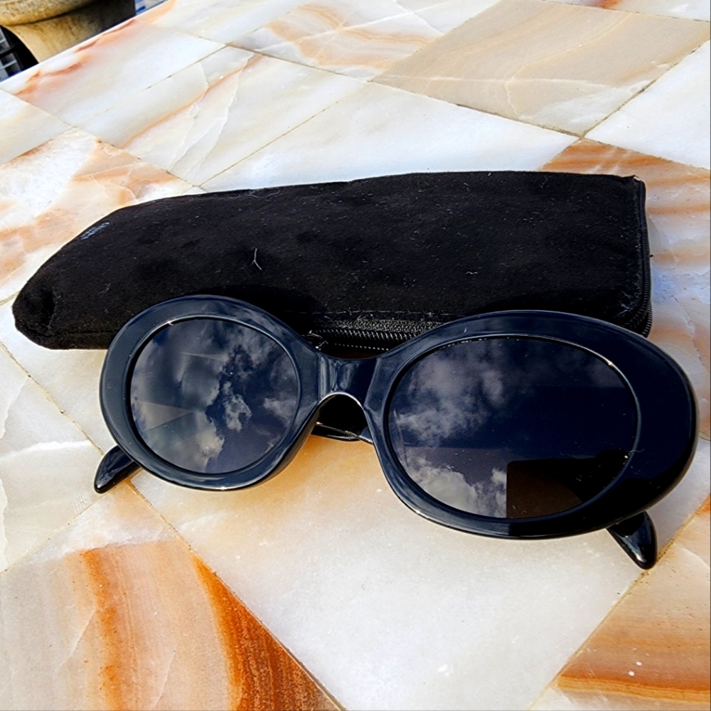 Celine Oval Sunglasses Triomphe Black
